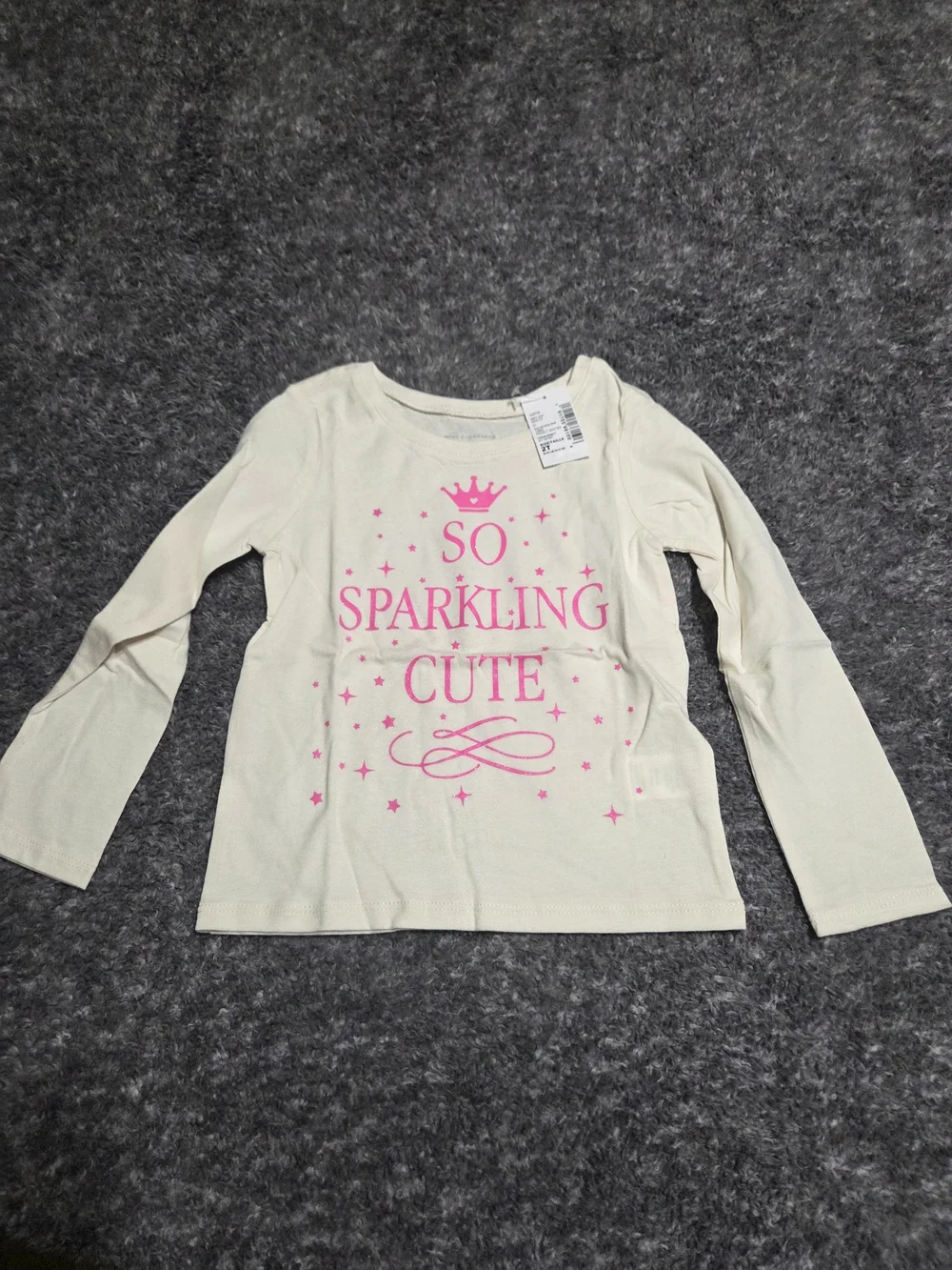 The Children's Place Long Sleeve Tee with Pink Sparkle Graphic